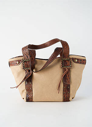Sac fermeture zippée forme rectangulaire beige TEXIER femme