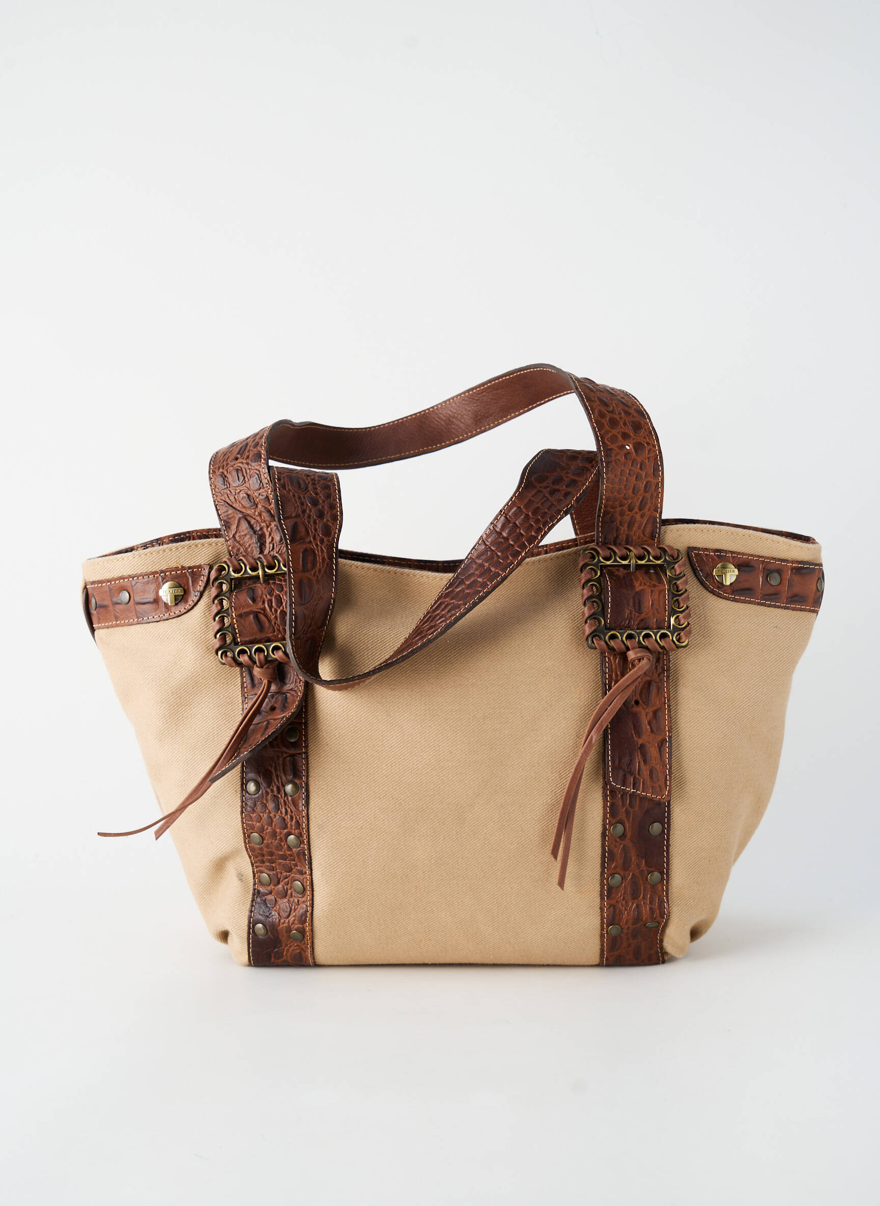 Sac fermeture zippée forme rectangulaire beige TEXIER femme