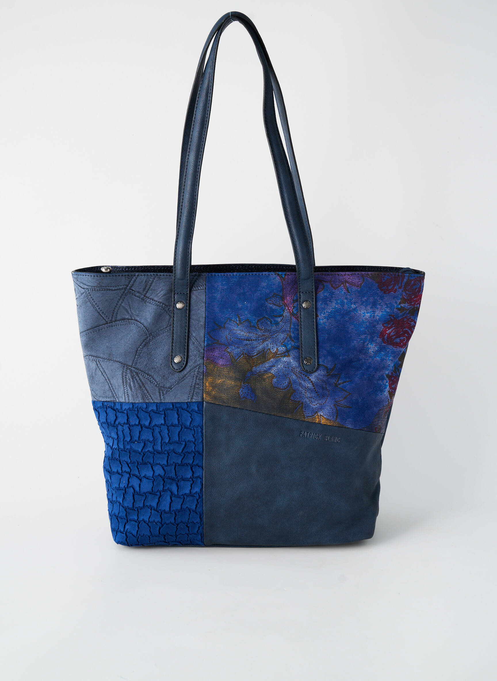 Sac fermeture zippée forme cabas bleu PATRICK BLANC femme