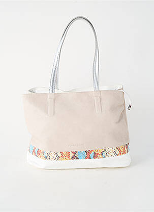 Sac fermeture zippée forme rectangulaire beige PATRICK BLANC femme