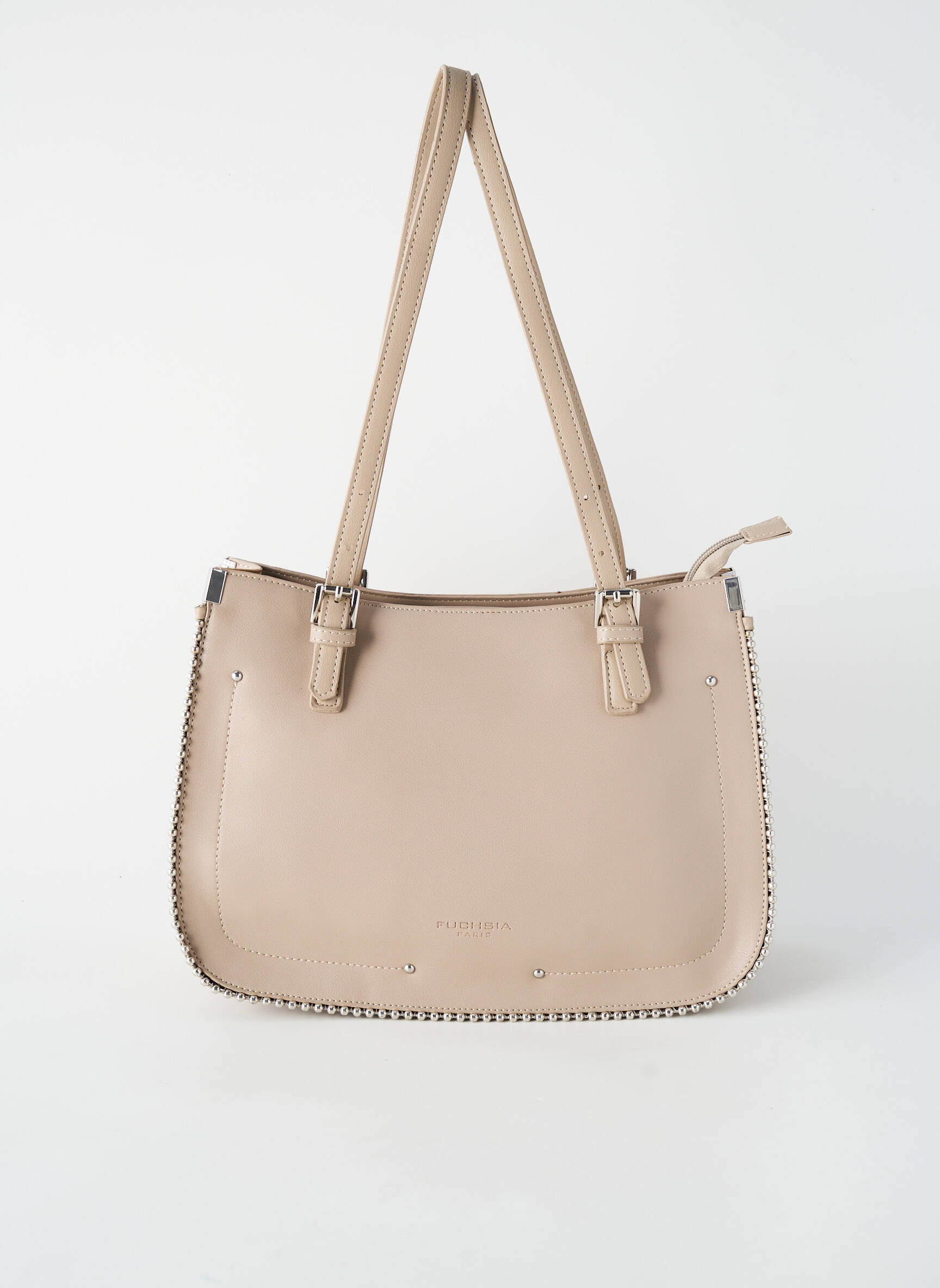 Sac fermeture zippée forme rectangulaire beige FUCHSIA femme