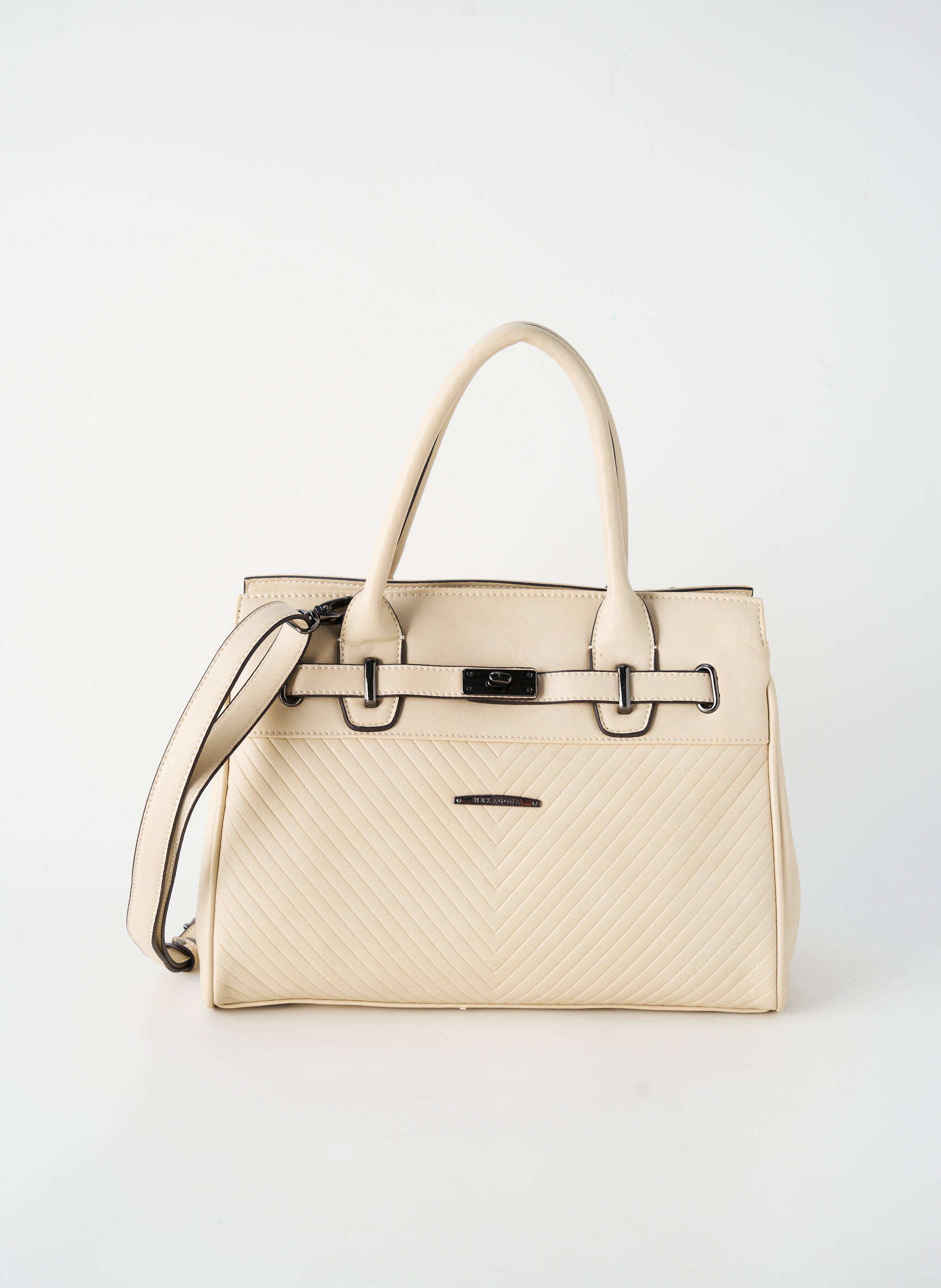 Sac fermeture zippée forme rectangulaire beige HEXAGONA femme
