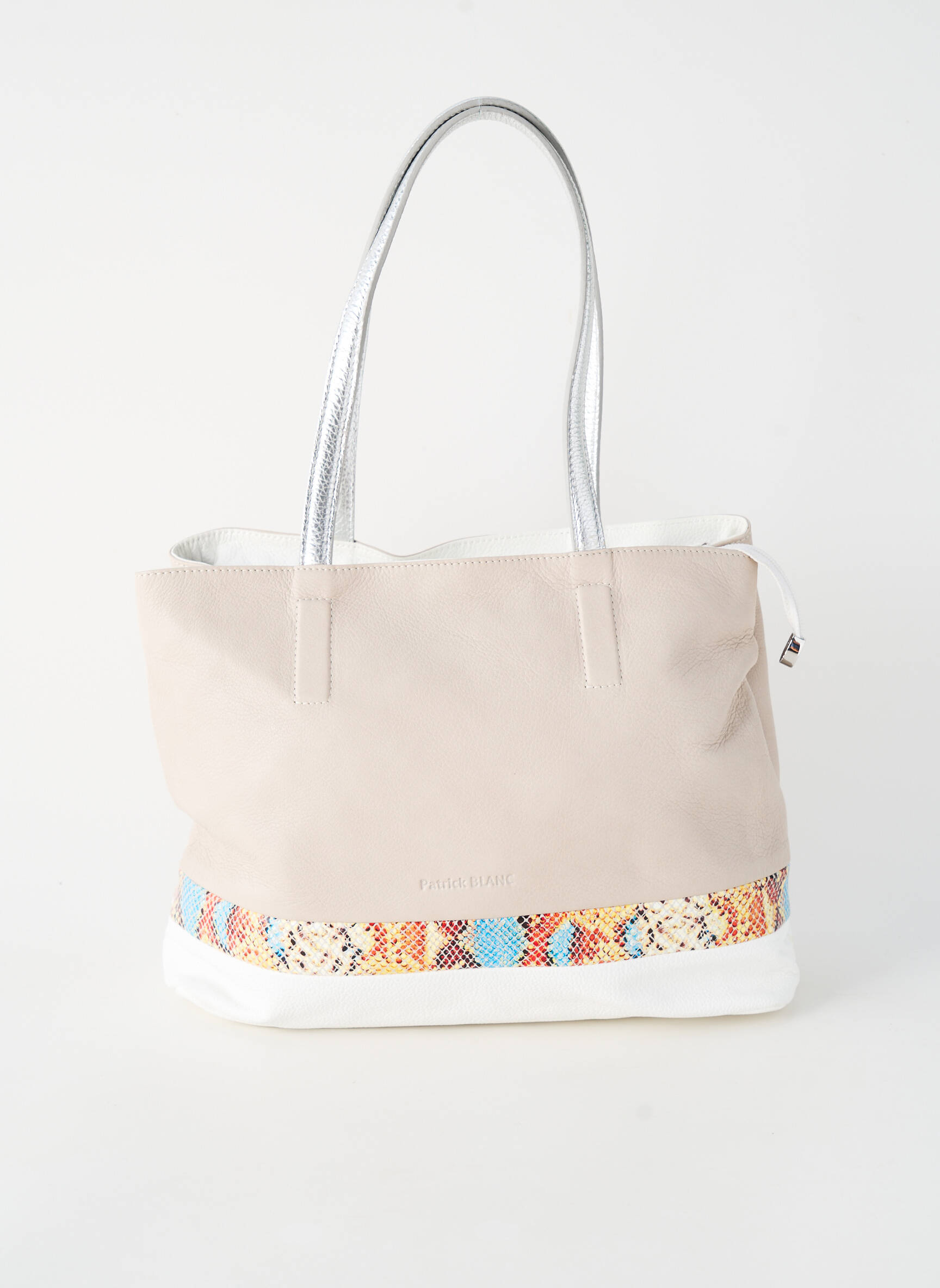 Sac fermeture zippée forme rectangulaire beige PATRICK BLANC femme