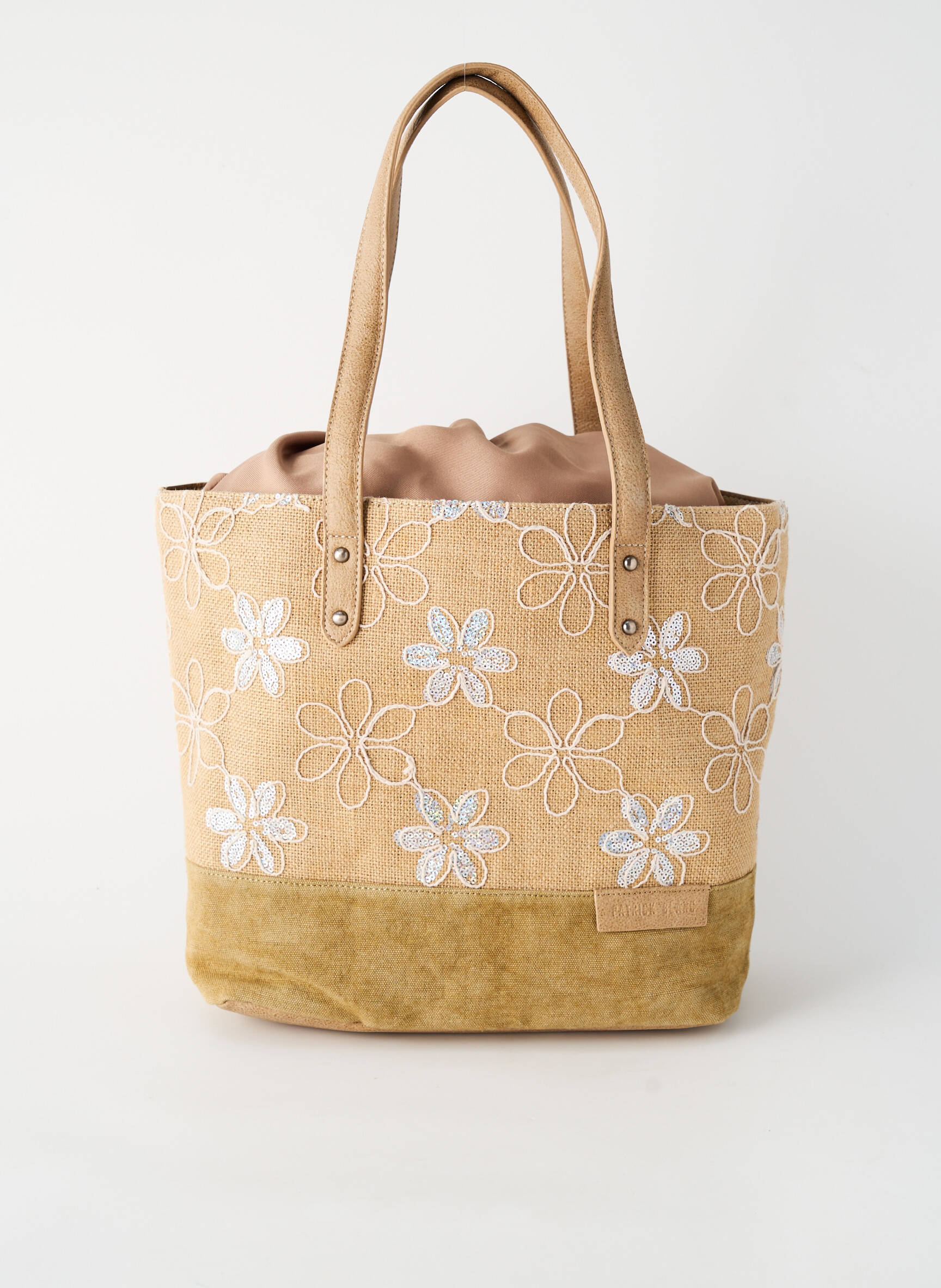 Sac doublure textile forme cabas beige PATRICK BLANC femme