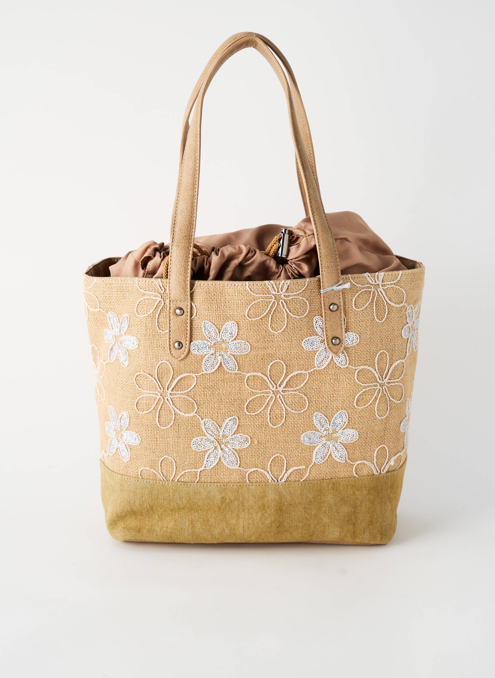 Sac doublure textile forme cabas beige PATRICK BLANC femme
