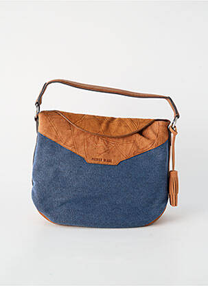 Sac cuir grainé forme rectangulaire bleu PATRICK BLANC femme