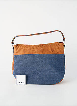 Sac cuir grainé forme rectangulaire bleu PATRICK BLANC femme