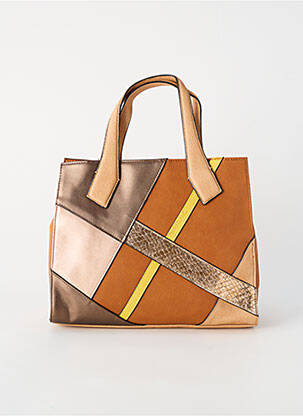 Sac fermeture zippée forme rectangulaire marron PATRICK BLANC femme