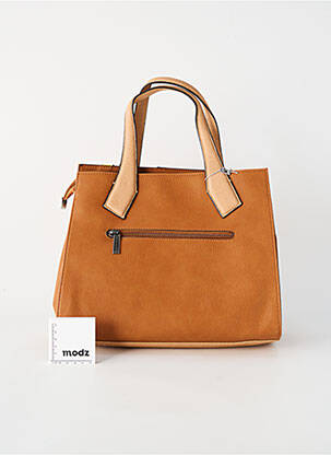 Sac fermeture zippée forme rectangulaire marron PATRICK BLANC femme