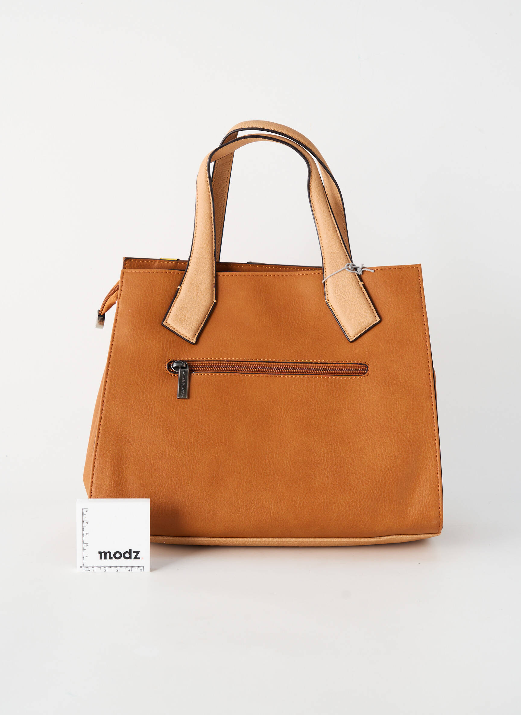 Sac fermeture zippée forme rectangulaire marron PATRICK BLANC femme