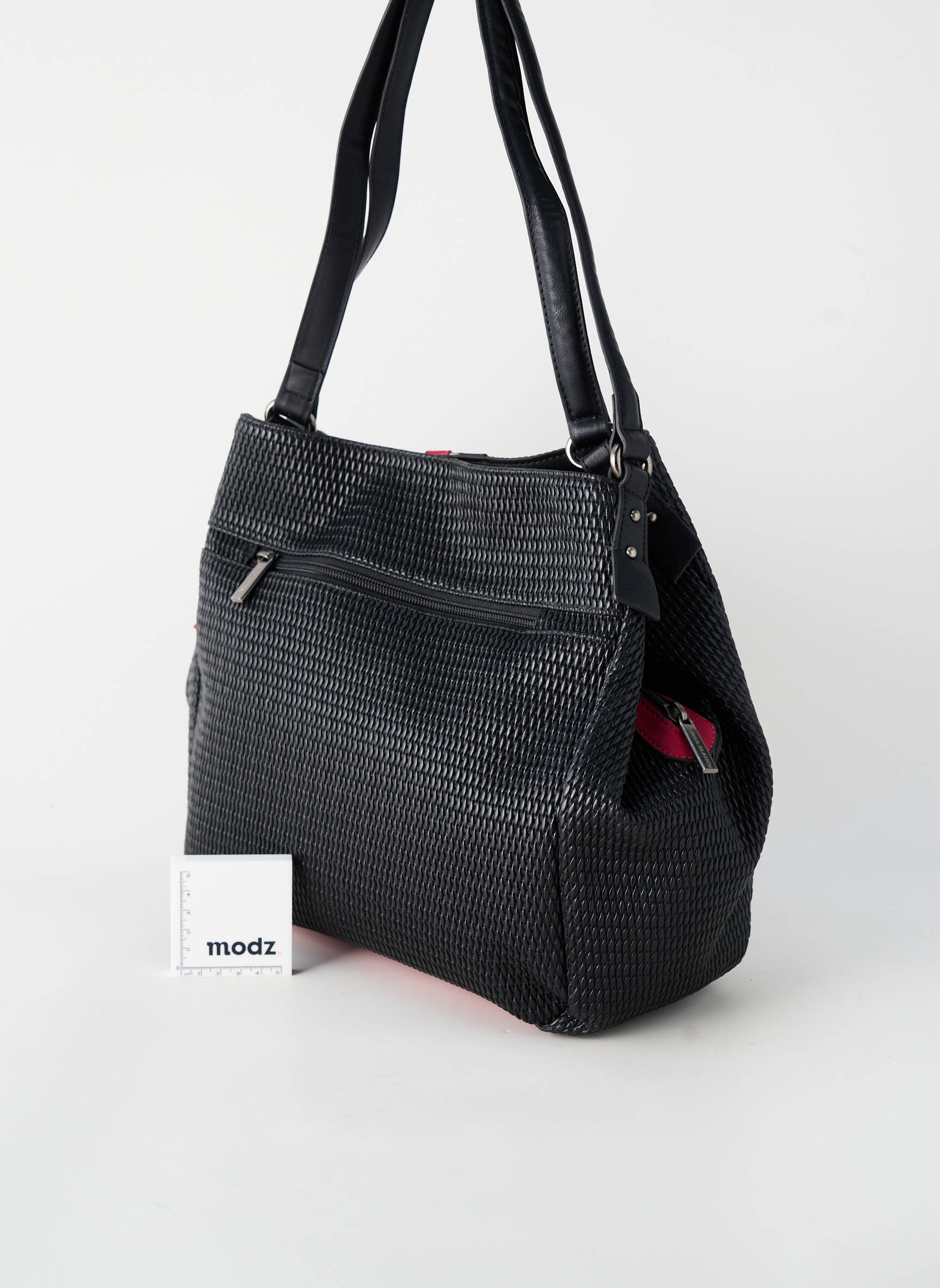 Sac multipoches forme rectangulaire noir PATRICK BLANC femme