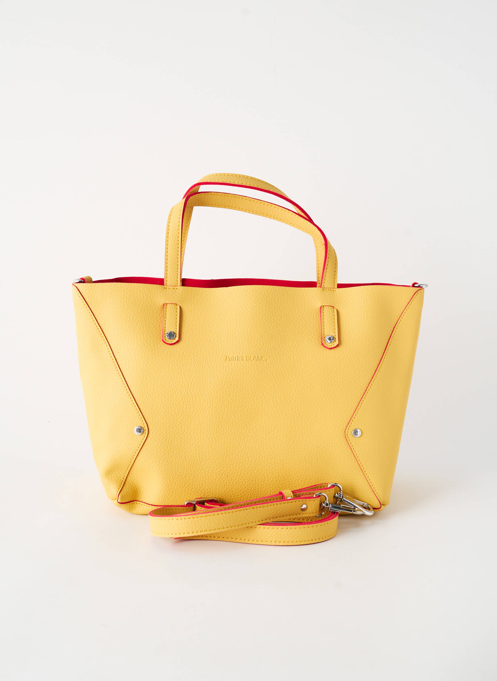 Sac fermeture zippée forme rectangulaire jaune PATRICK BLANC femme