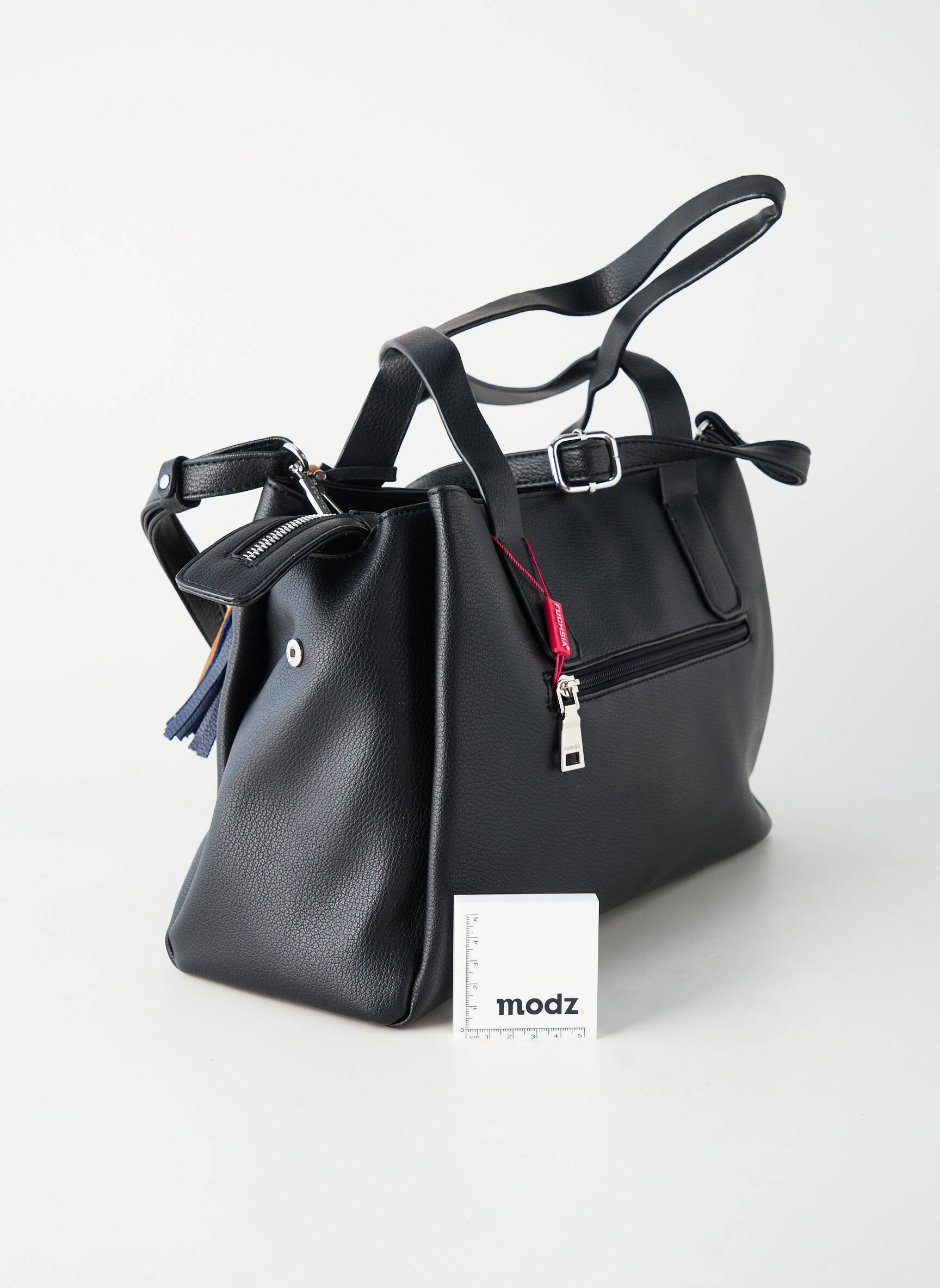 Sac fermeture zippée forme rectangulaire noir FUCHSIA femme