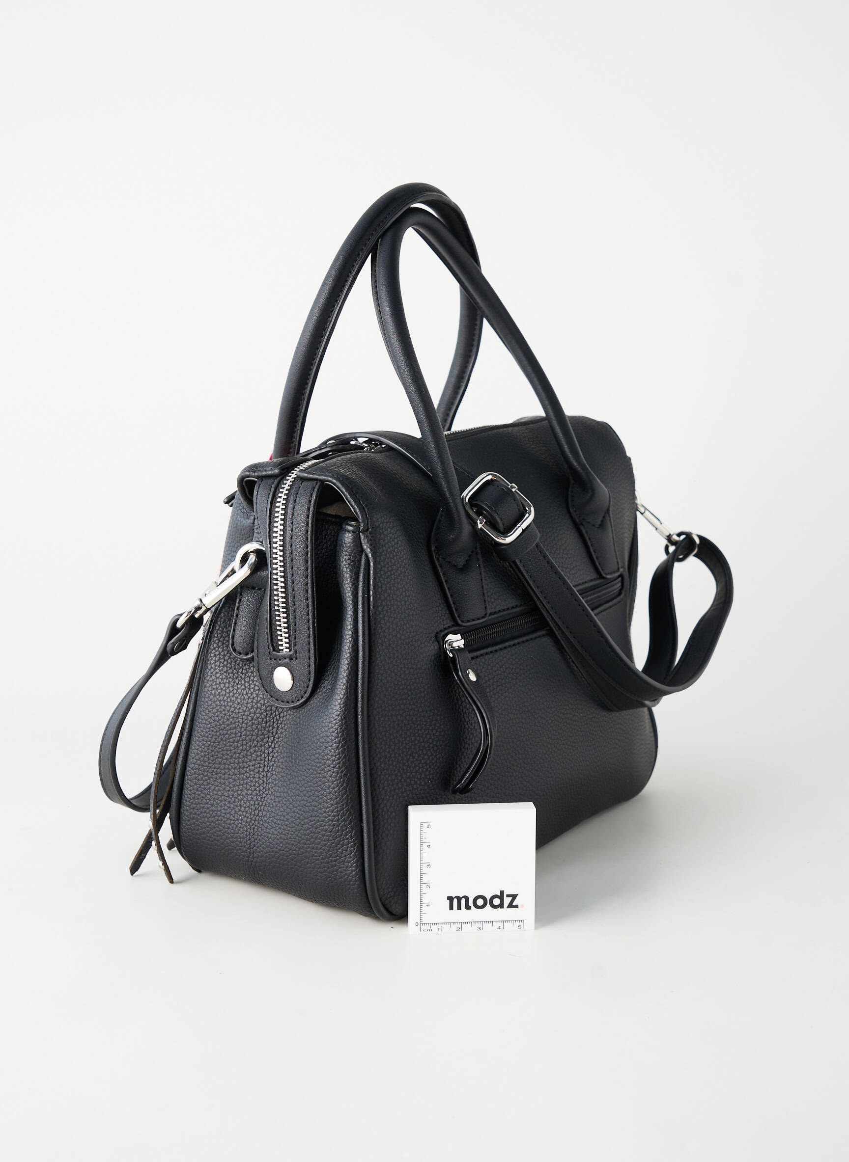 Sac fermeture zippée forme rectangulaire noir FUCHSIA femme
