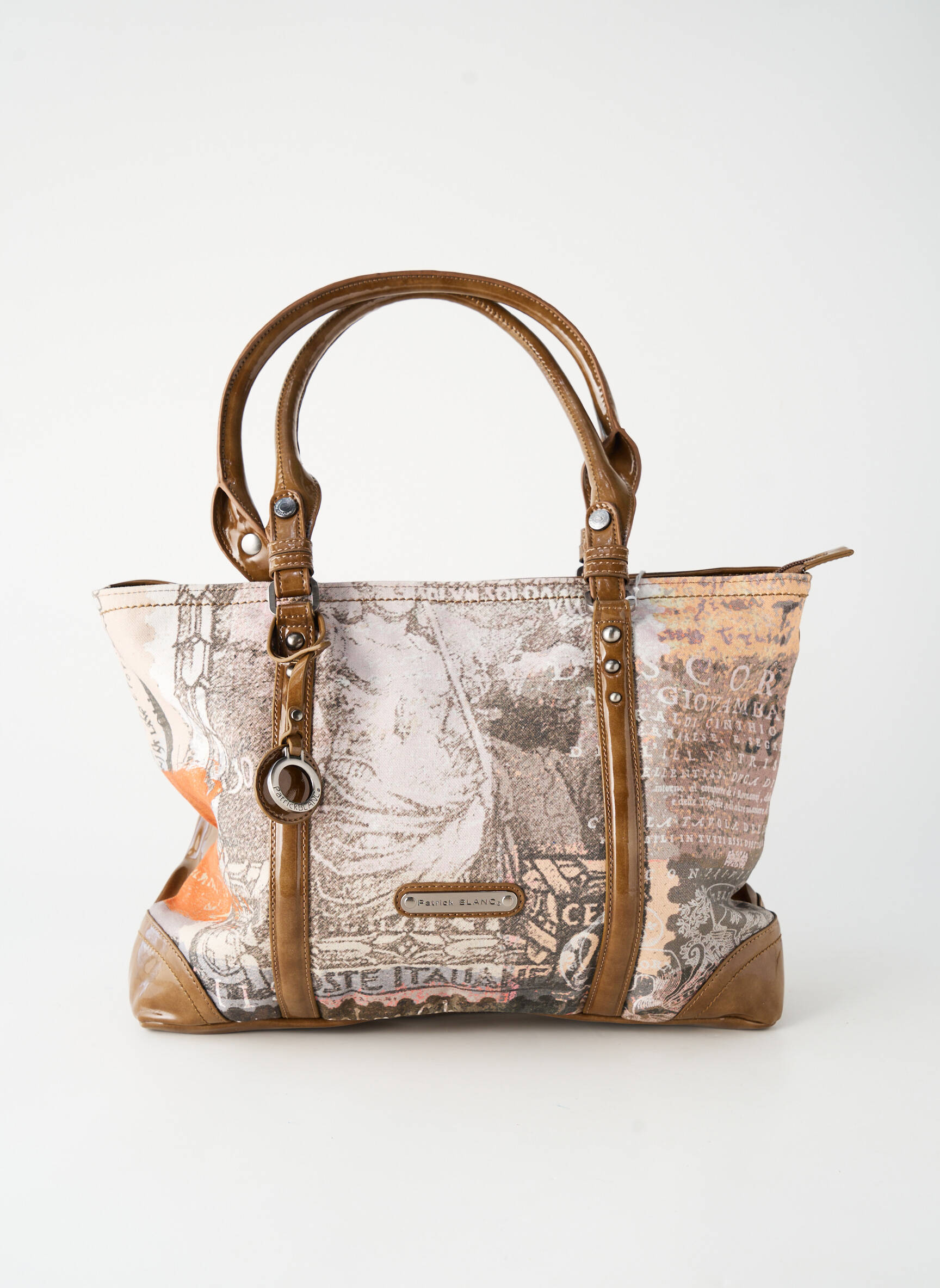 Sac fermeture zippée forme cabas marron PATRICK BLANC femme