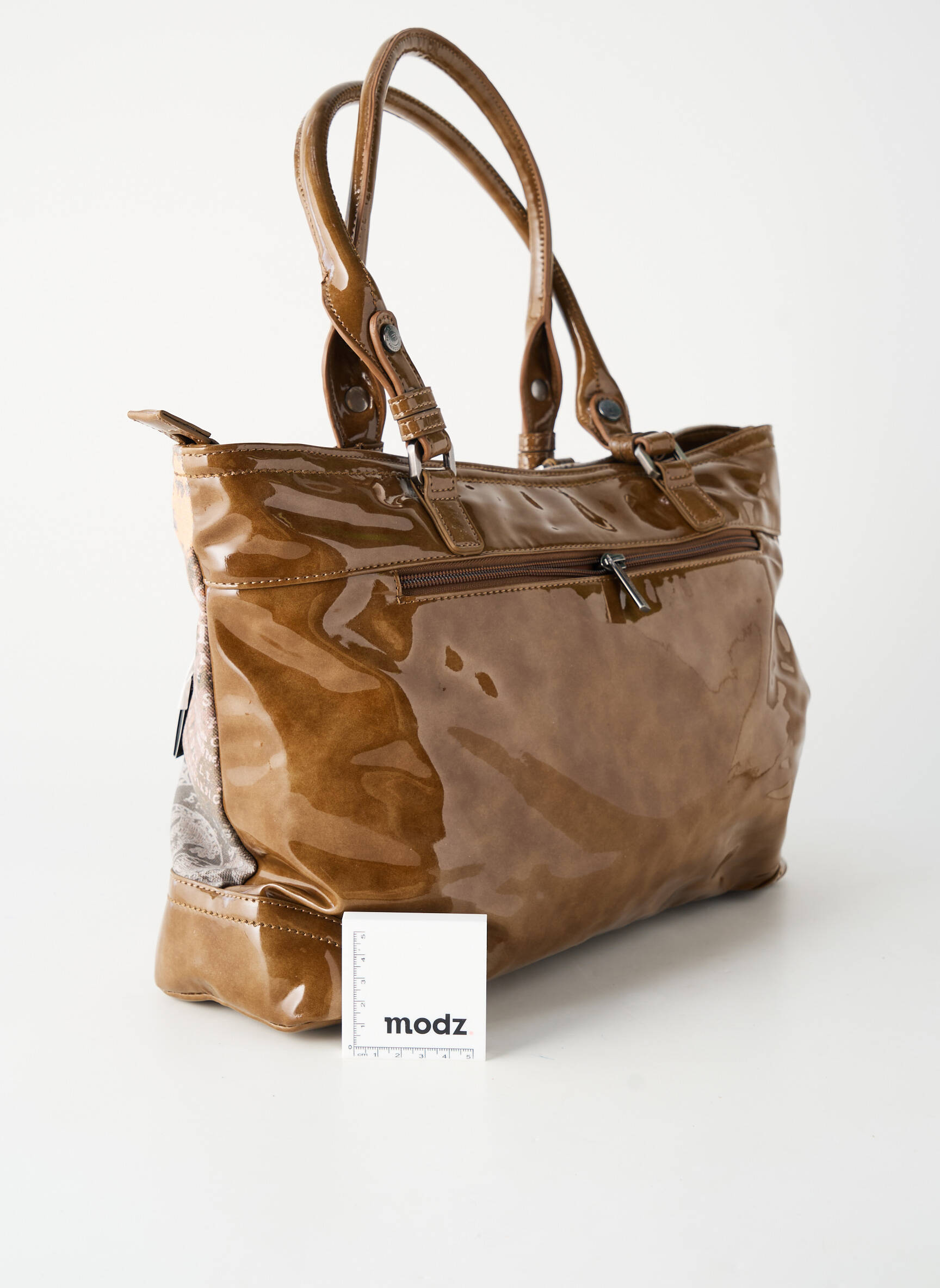 Sac fermeture zippée forme cabas marron PATRICK BLANC femme