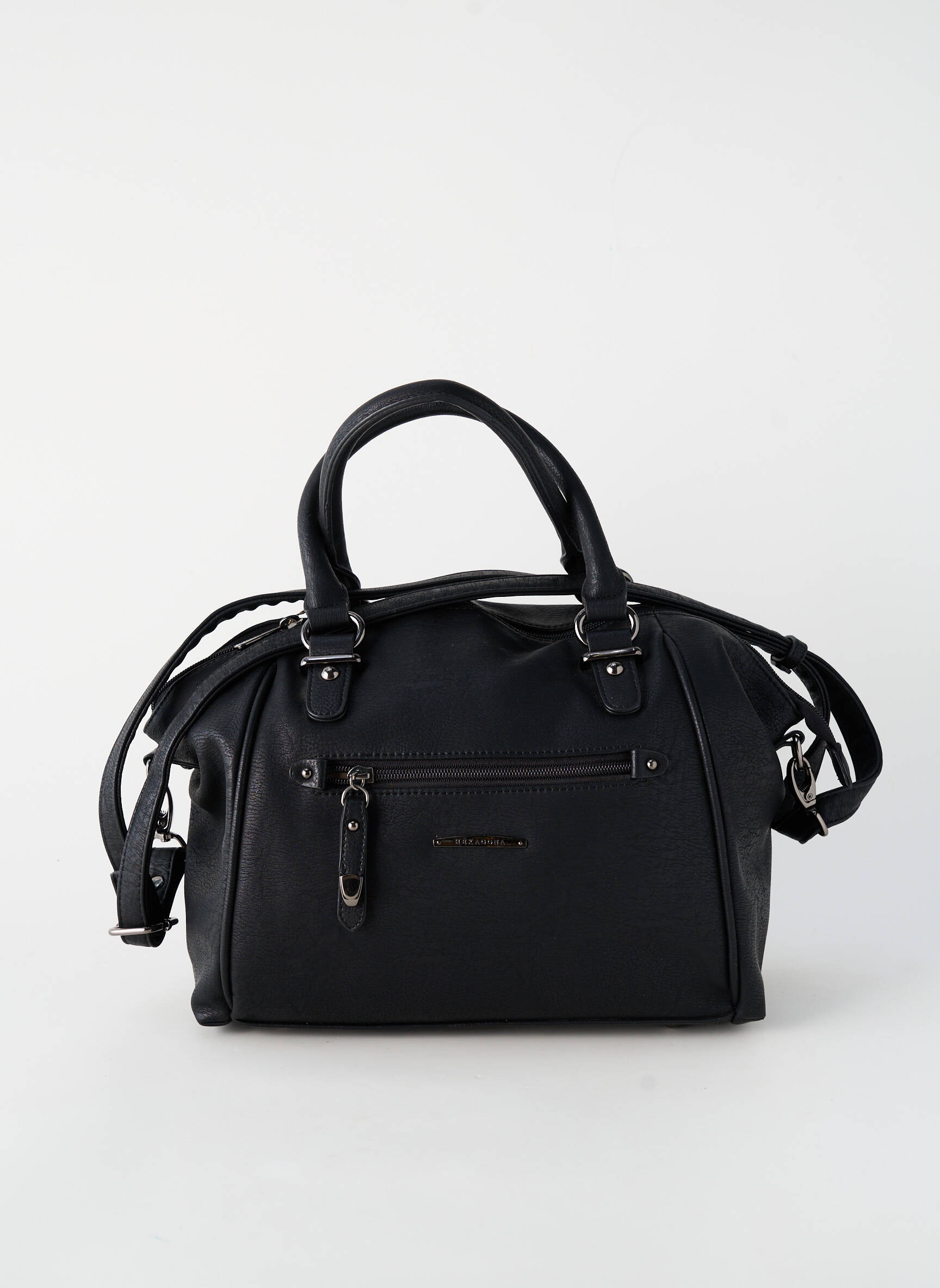 Sac fermeture zippée forme rectangulaire noir HEXAGONA femme