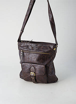 Sac fermeture zippée forme rectangulaire marron DUOLYNX femme