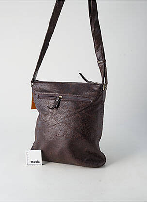 Sac fermeture zippée forme rectangulaire marron DUOLYNX femme
