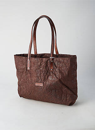 Sac fermeture zippée forme cabas marron PATRICK BLANC femme