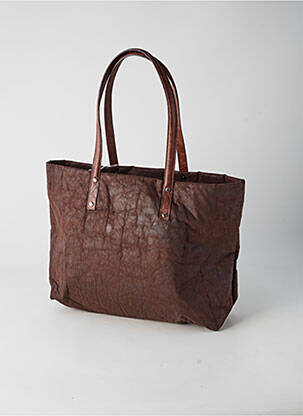 Sac fermeture zippée forme cabas marron PATRICK BLANC femme
