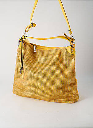 Sac fermeture zippée forme rectangulaire jaune EMMA DORE femme