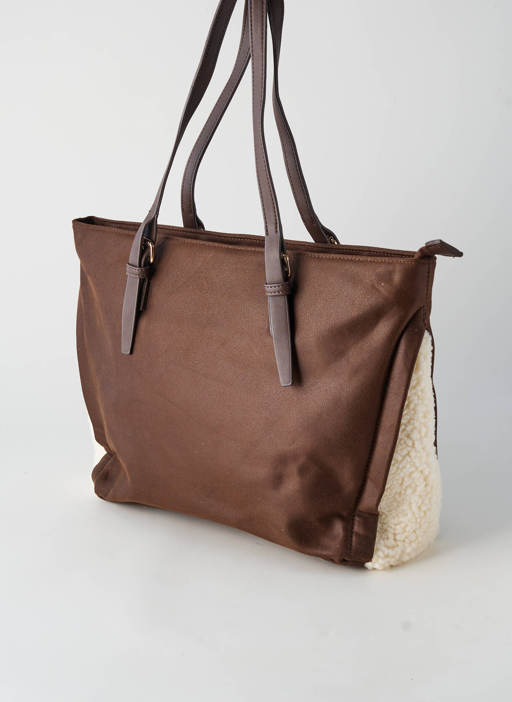 Sac fermeture zippée forme cabas marron FUCHSIA femme