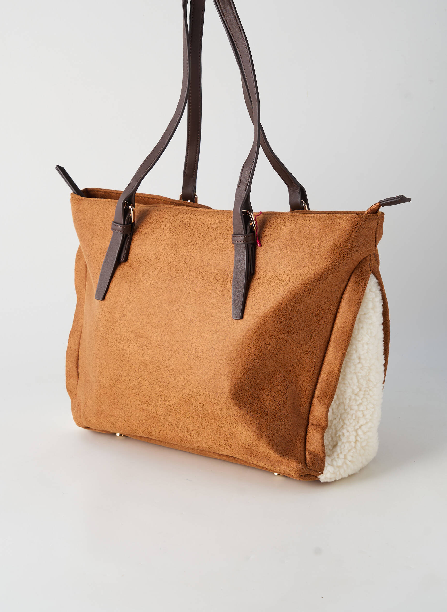 Sac fermeture zippée forme cabas marron FUCHSIA femme