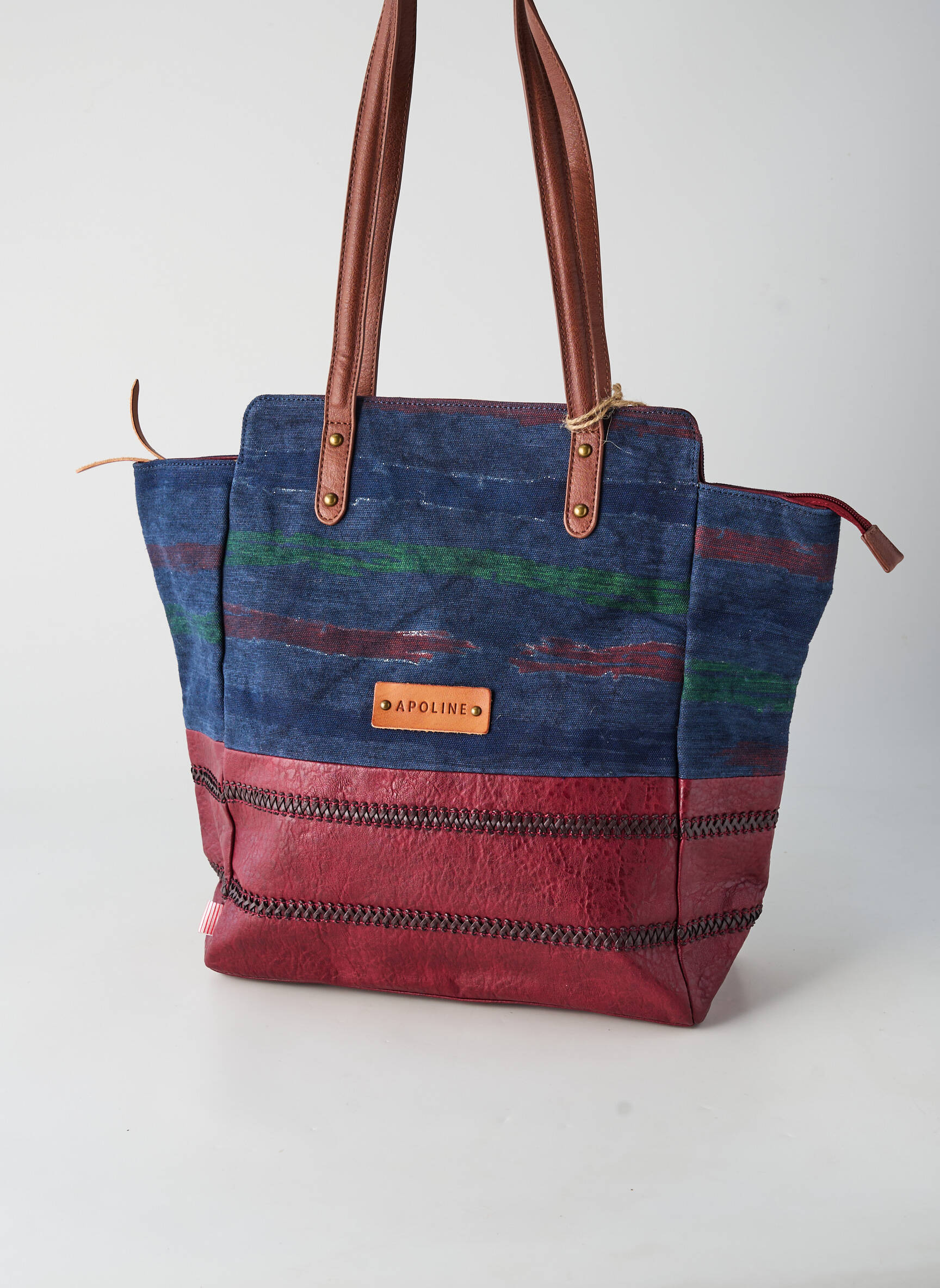 Sac fermeture zippée forme cabas bleu APOLINE femme