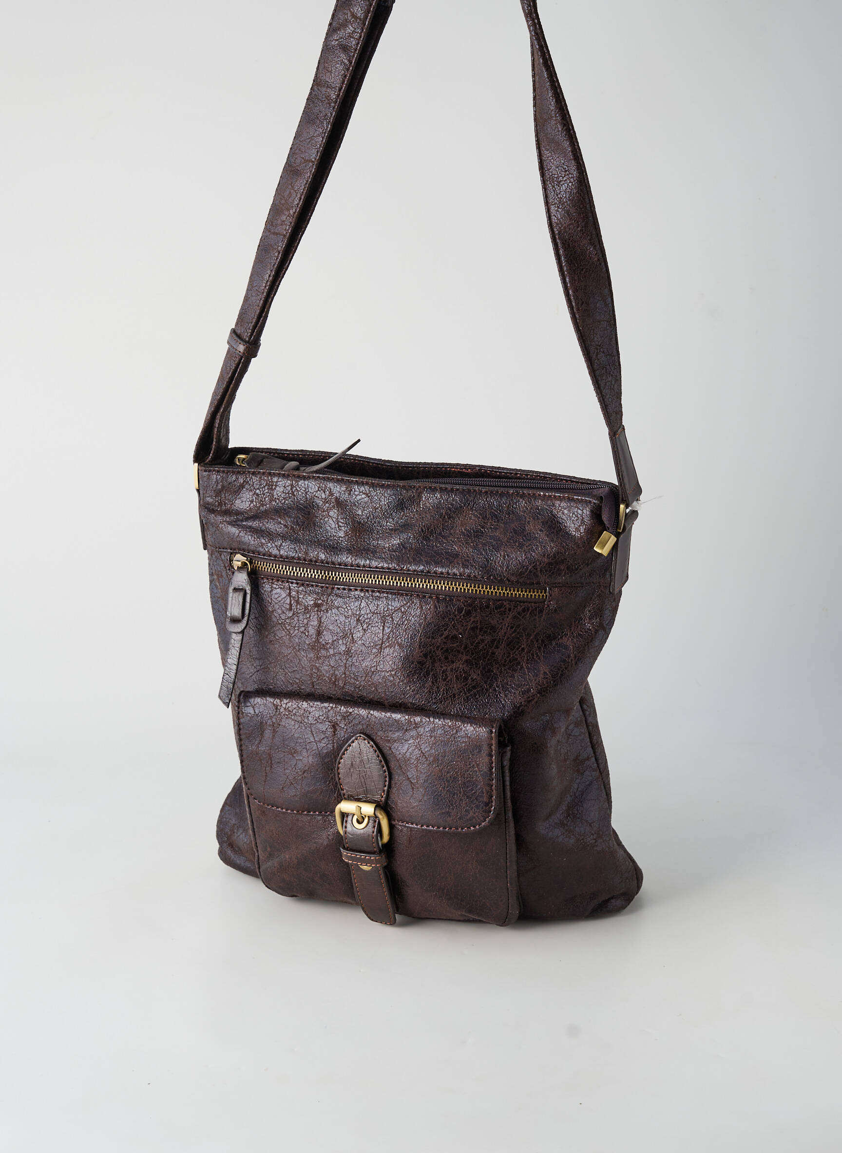 Sac fermeture zippée forme rectangulaire marron DUOLYNX femme