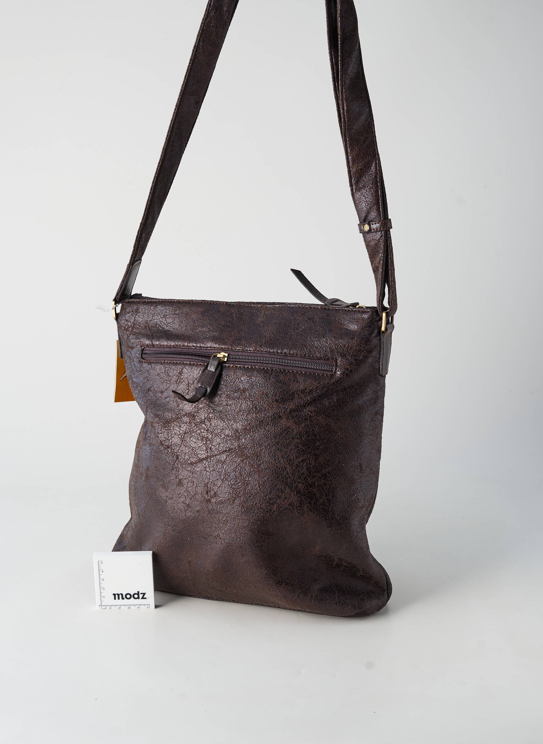 Sac fermeture zippée forme rectangulaire marron DUOLYNX femme