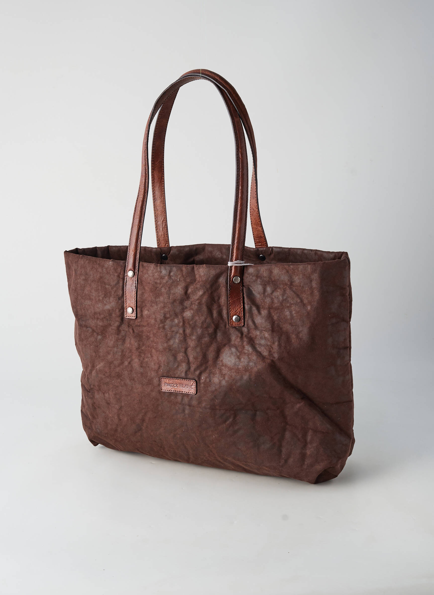 Sac fermeture zippée forme cabas marron PATRICK BLANC femme