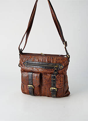 Sac multipoches forme rectangulaire marron HEXAGONA femme