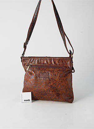 Sac multipoches forme rectangulaire marron HEXAGONA femme