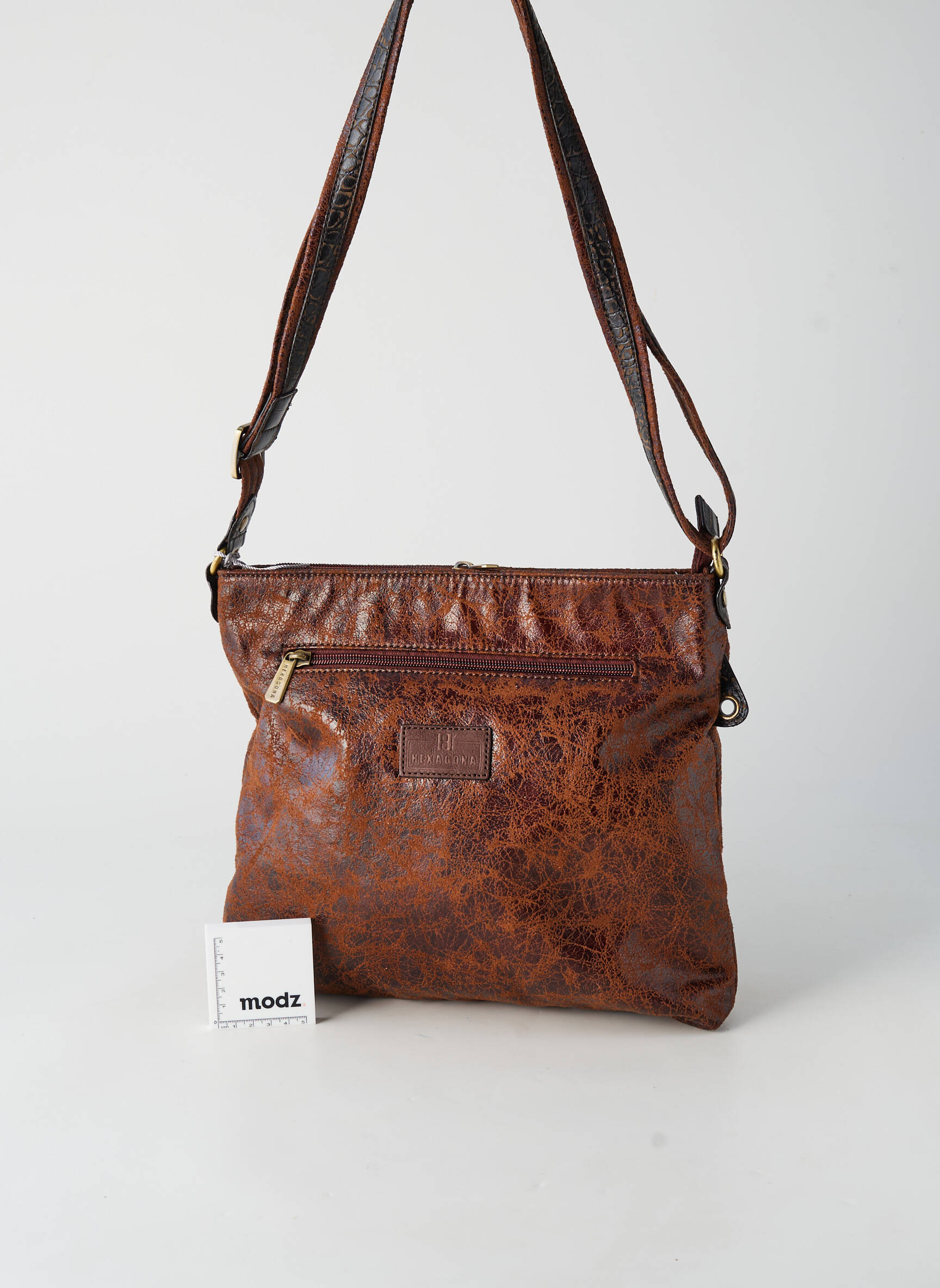 Sac multipoches forme rectangulaire marron HEXAGONA femme