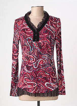 Top stretch manches longues rouge FELINO femme