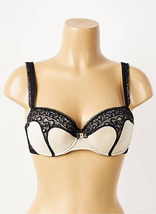 Soutien-gorge effet matière satinée haut soutien-gorge moulé noir MAISON LEJABY femme