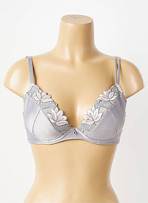 Soutien-gorge effet matière satinée haut soutien-gorge push-up gris SECRET D'EVA femme