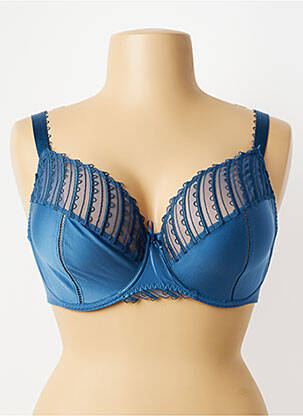 Soutien-gorge effet matière satinée haut soutien-gorge emboitant bleu MAISON LEJABY femme
