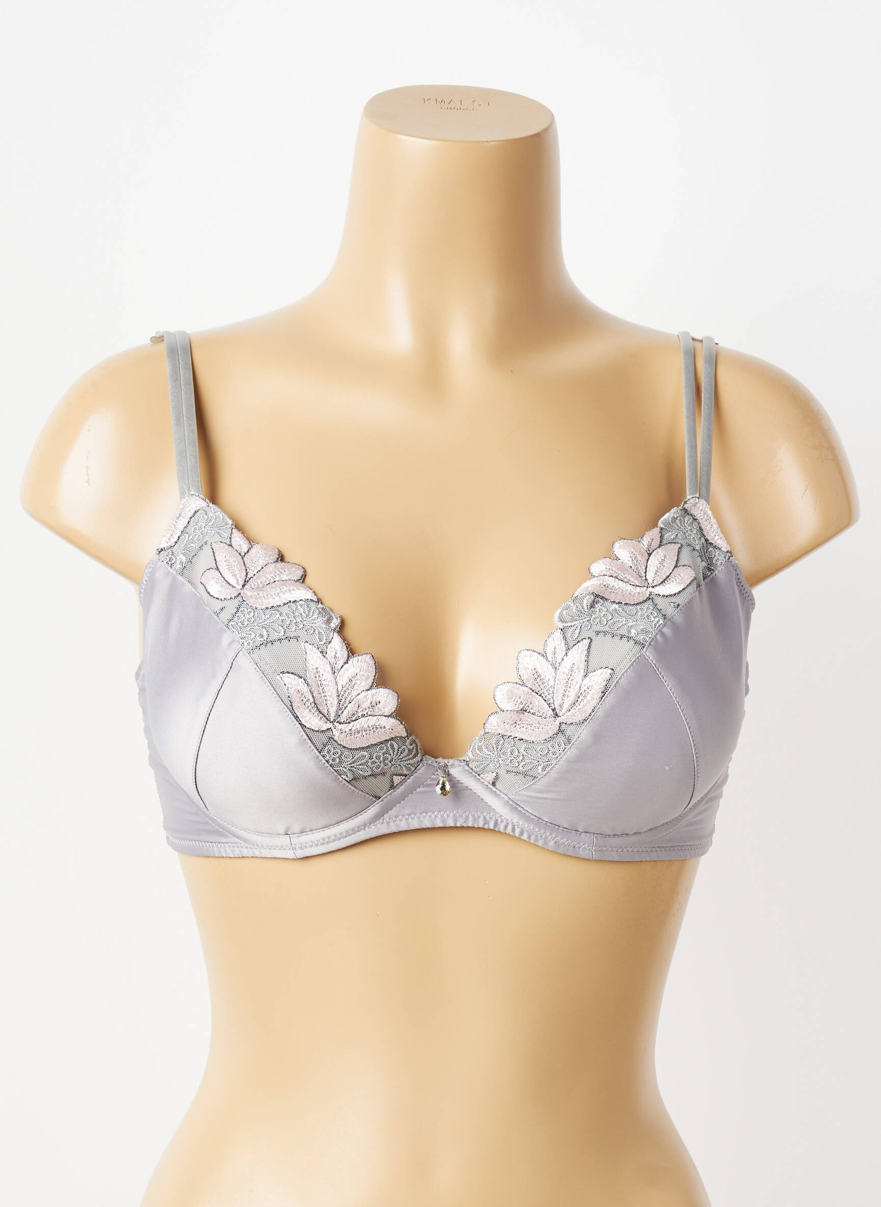 Soutien-gorge effet matière satinée haut soutien-gorge push-up gris SECRET D'EVA femme