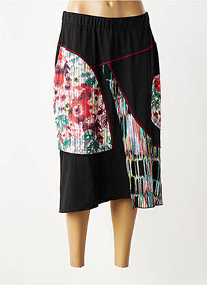 Jupe mi-longue stretch noir QUATRE VINGT JOURS femme