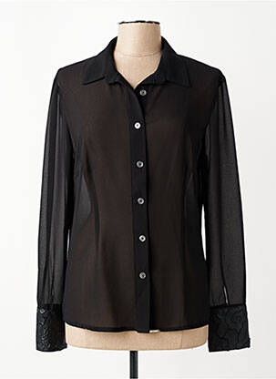 Chemisier coupe cintrée manches longues noir QUATRE VINGT JOURS femme