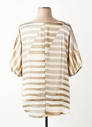 Blouse col rond manches 3/4 beige QUATRE VINGT JOURS femme