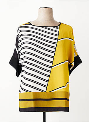 Blouse col rond manches courtes jaune QUATRE VINGT JOURS femme