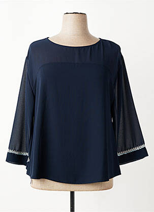 Blouse légère et transparente manches 3/4 bleu QUATRE VINGT JOURS femme