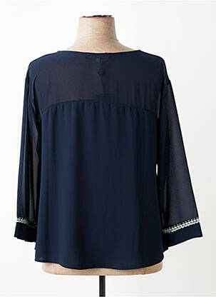 Blouse légère et transparente manches 3/4 bleu QUATRE VINGT JOURS femme