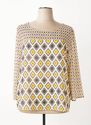 Blouse légère et transparente manches 3/4 jaune QUATRE VINGT JOURS femme