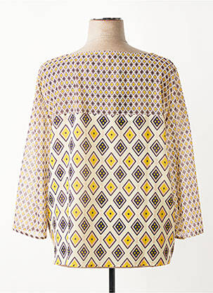 Blouse légère et transparente manches 3/4 jaune QUATRE VINGT JOURS femme