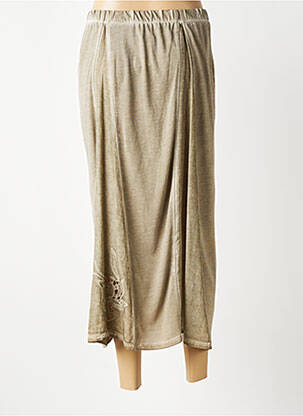 Jupe longue coupe évasée vert GRIFFONNAGE femme