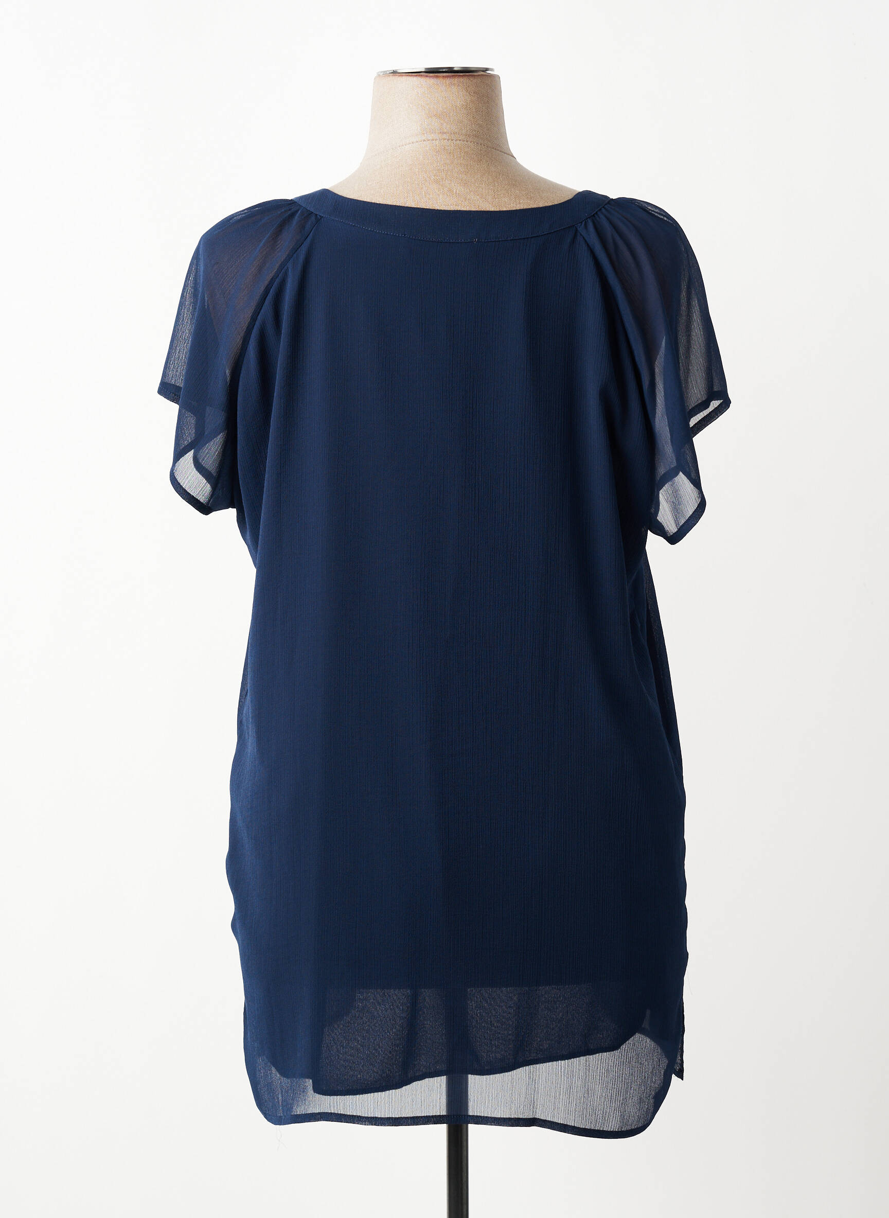 Tunique manches courtes tissage crêpe bleu GRIFFON femme
